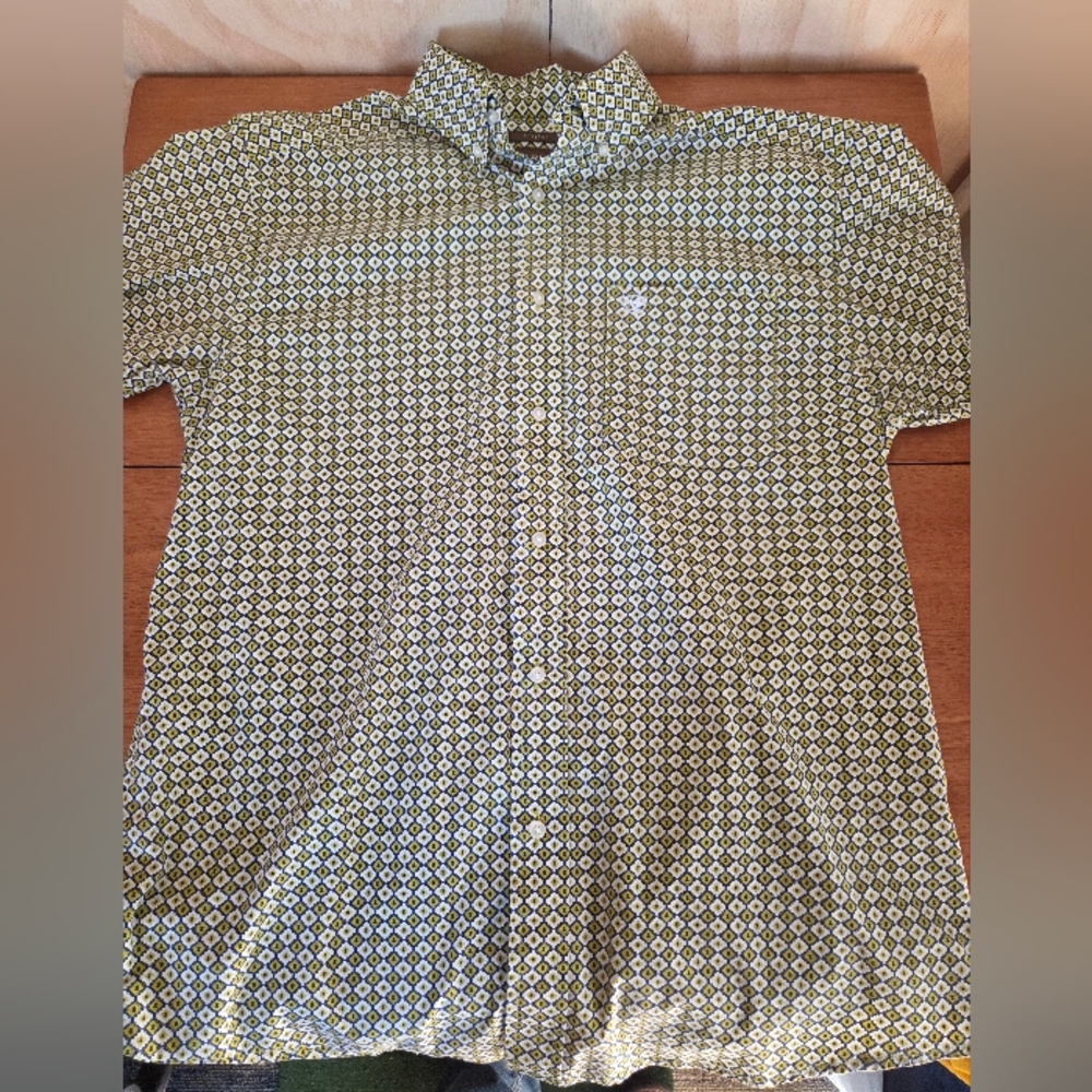 Ariat Men’s Button Down Shirt Large‎ Stretch Geometric Western Long Sleeve
